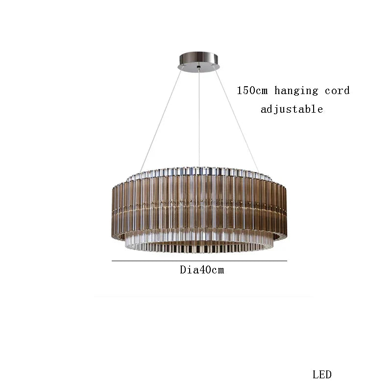 Decorbites™ Braune Kristall-Luxus-Lüster, Vintage Designer-Hängelampe für das Wohnzimmer