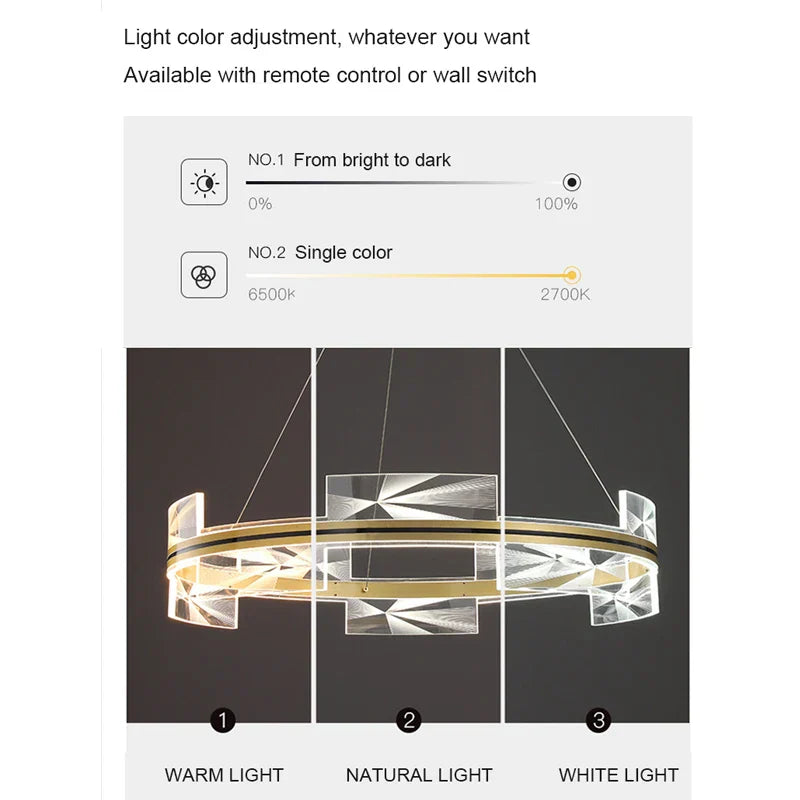 Gold LED Pendant Light Aluminum 80cm