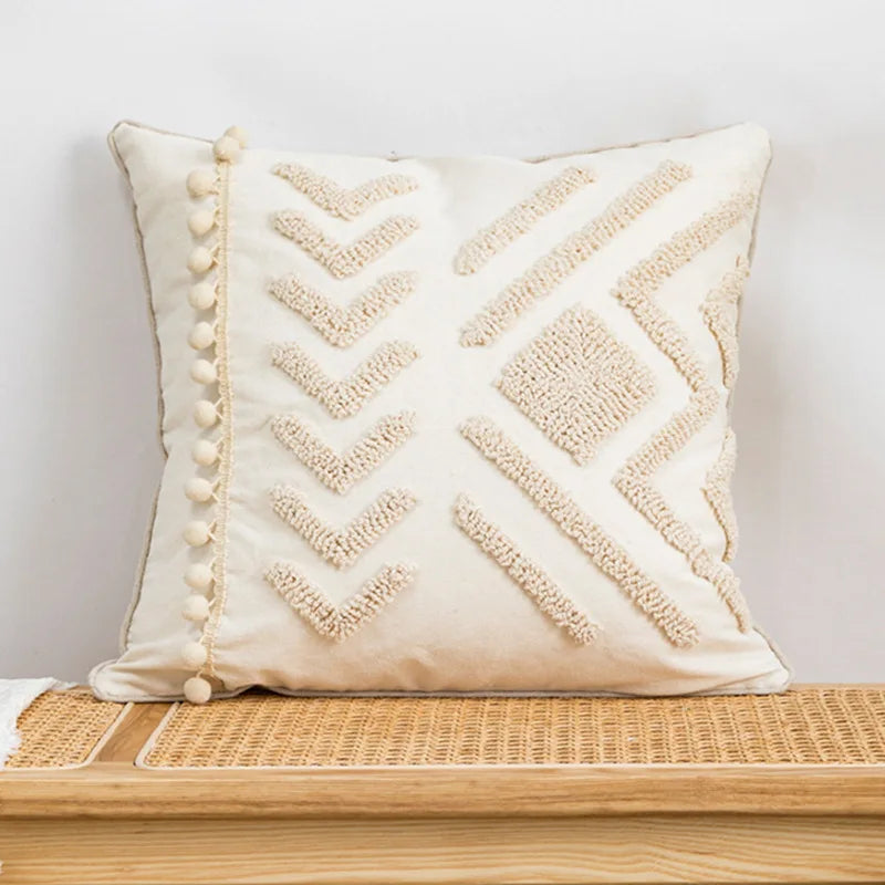 DecorBites™ Lace Tassel Cushion Tufted Sofa Pillowcase for Office Chair Pad