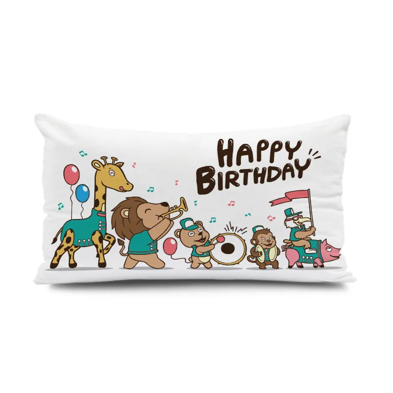 Decorbites™ Dinosaurier-Tier Fröhliches Geburtstags-Kissenbezug - Kinder-Heimdekoration - Kurzer Samt