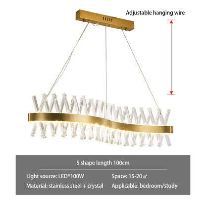 Decorbites™ Gold Metall S-förmige LED-Hängeleuchte für luxuriöses Wohnen, Schlafzimmer und Hotel
