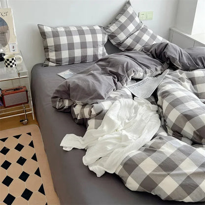 Decorbites™ Japanischer Stil Baumwollbedrucktes 4-teiliges Bettwäsche-Set mit beidseitigem Design