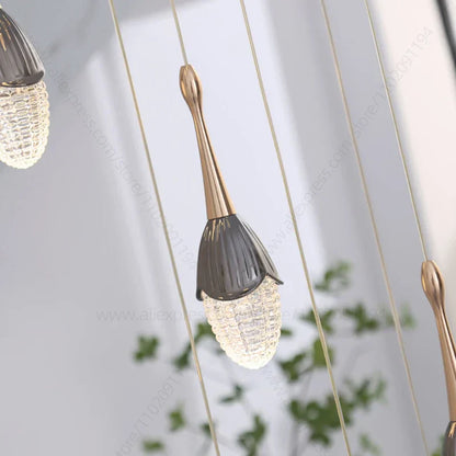 Decorbites™ Gold LED Treppenhaus-Kronleuchter: Elegantes Luxus-Großleuchter für das Wohnzimmer