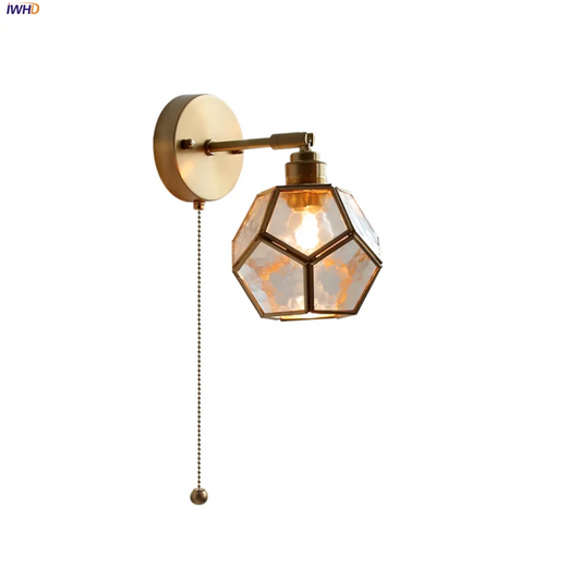 Decorbites™ Japanischer Stil LED-Wandleuchte mit klarem Glas und Zugschalter Nachttischlampe