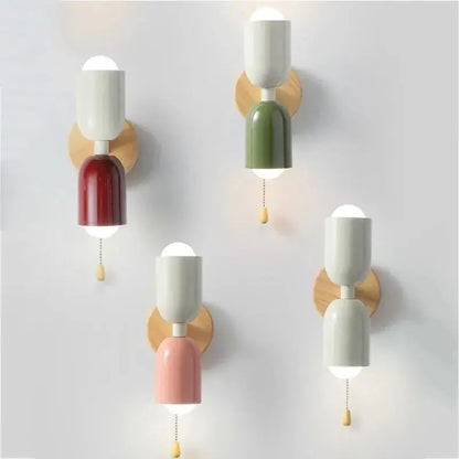 DecorBites™ Cream Zipper Wooden Wall Lamp: Minimalist Nordic Design for Bedroom, Living Room Illumination
