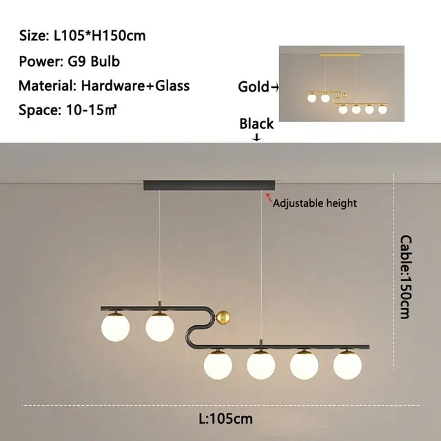 Decorbites™ Glas-Kugeln-LED-Hängelampe für Esszimmer, Wohnzimmer, Schlafzimmer, Küche