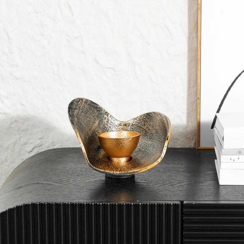 Gold Geometric Candlestick Bowl