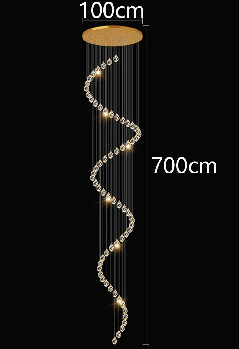 Modern Crystal Staircase Chandelier Pendant Light