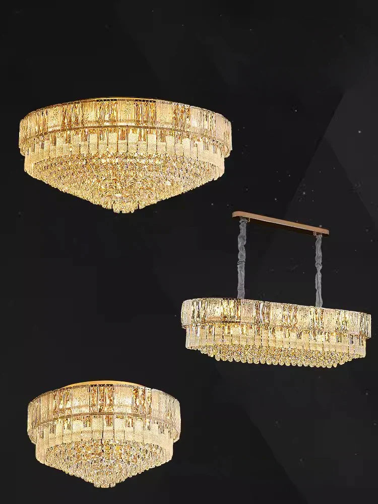 Gold Crystal Living Chandelier K9 150cm Gold Hardware