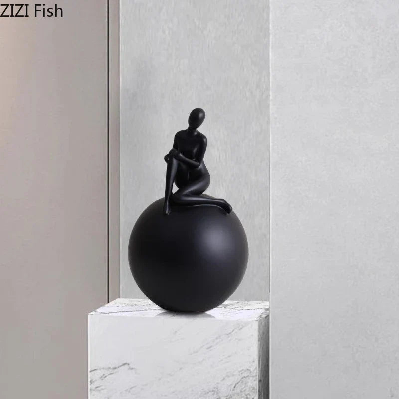 Decorbites™ Geometrische Basis-Charakter-Statue-Dekoration – Harz-Skulptur für ästhetische Raumornamente