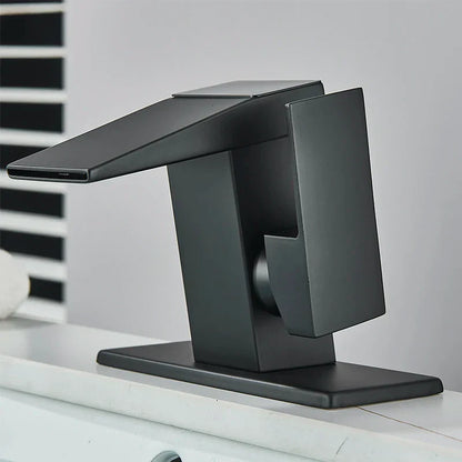 DecorBites™ LED Waterfall Basin Faucet Hot Cold Mixer Tap for Bathroom Deck Installation