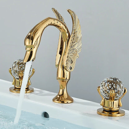 Decorbites™ Goldener Schwan-Kristall-Griff Badezimmer-Wasserhahn – Deckenmontierter Waschbecken-Mischbatterie