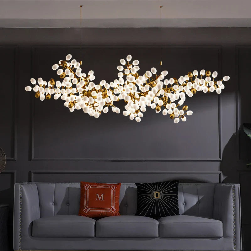 Decorbites™ Goldene Trauben-Kronleuchter-Glas-Pendant-Lampen für Wohnzimmer & Esszimmer