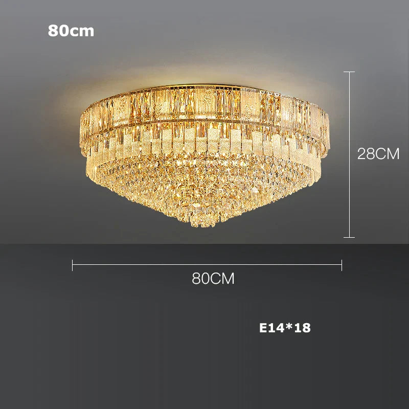 Gold Crystal Living Chandelier K9 150cm Gold Hardware
