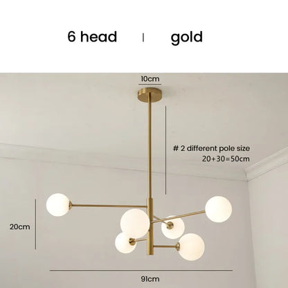 Decorbites™ Elegante Schwarz-Gold-Glas-Kugel-LED-Deckenleuchter für Zuhause | Moderne Pendelleuchte für Wohn-, Ess- und Schlafzimmer