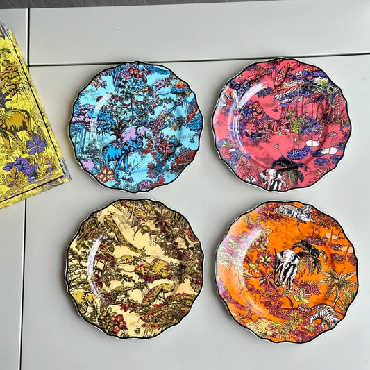 Decorbites™ Dschungelblume Knochenporzellan Essteller-Set - Küchenbesteck Geschirr