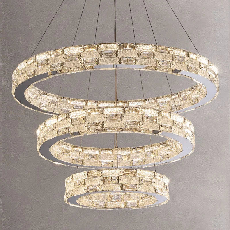 Decorbites™ Golden Crystal Ring Kronleuchter: Luxuriöse Glanz-Deckenbeleuchtung für modernes Wohnzimmer