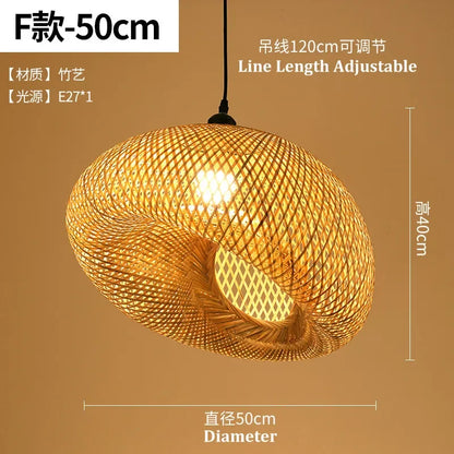 DecorBites™ Bamboo Pendant Light Hand Woven LED Chandelier for Home Decor