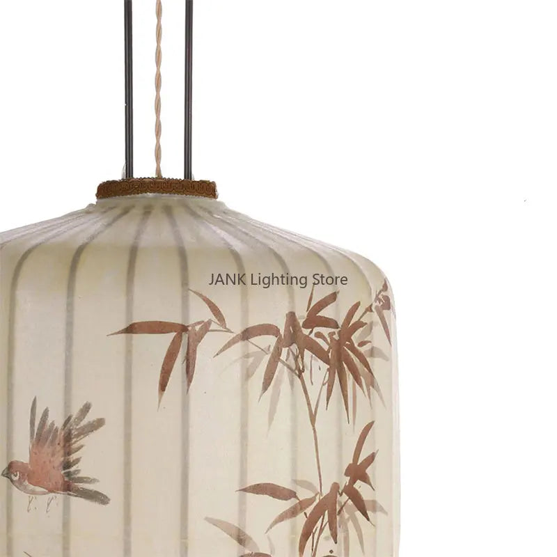 Decorbites™ Bambusblatt-Muster-Laterne Hängelampe – Handgemalte japanische Stil-Raumdekoration