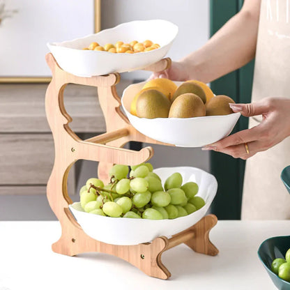 DecorBites™ 3-stöckiges Tellerset: Geschirr, Obstschale, Snackständer, Tortenplatte, Salatschüssel