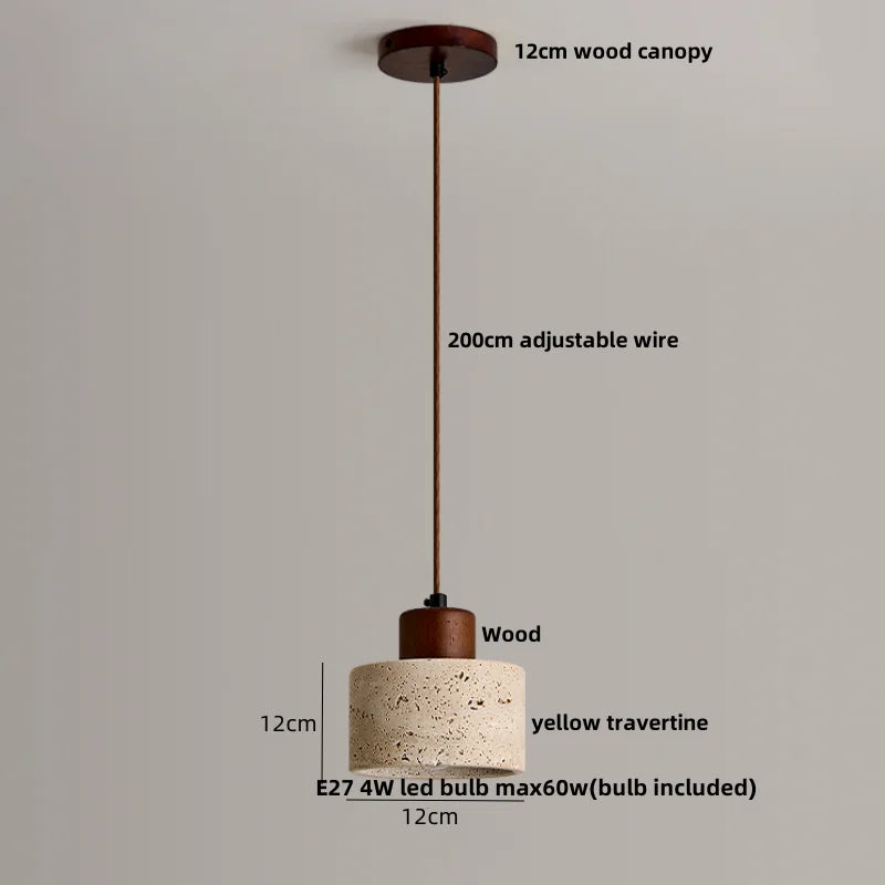 Decorbites™ Japanischer Stil LED-Hängeleuchten mit Holz-Baldachin und Zement-Lampenschirm