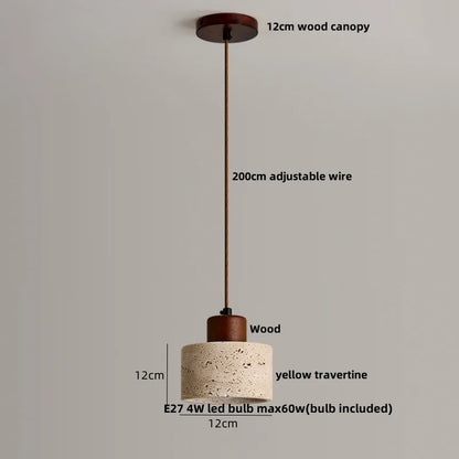 Decorbites™ Japanischer Stil LED-Hängeleuchten mit Holz-Baldachin und Zement-Lampenschirm