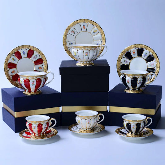 Decorbites™ Geprägtes Gold Bone China Teetassenservice-Set, Deutsches Design Trinkgeschirr