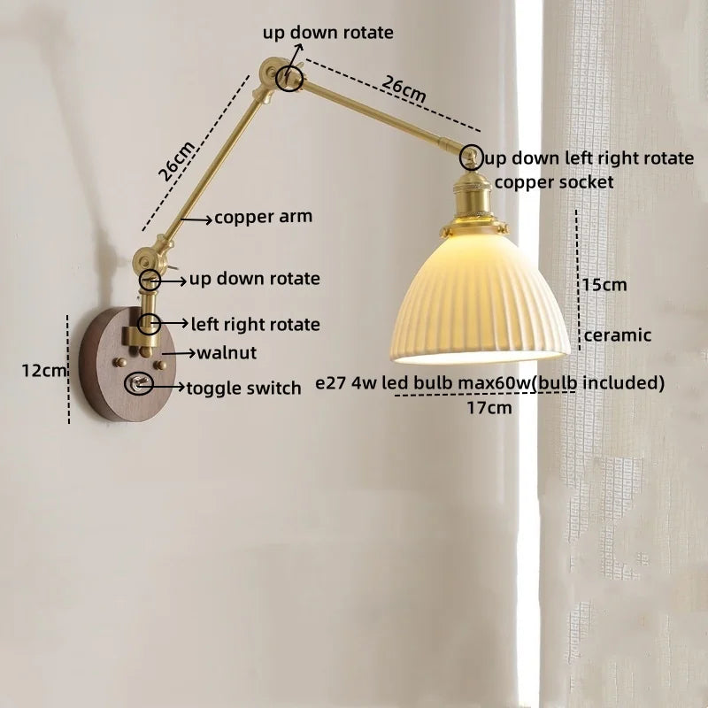 DecorBites™ LED Wall Light Walnut Copper Modern Style Hallway Bedroom Living Room