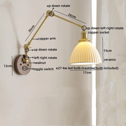 DecorBites™ LED Wall Light Walnut Copper Modern Style Hallway Bedroom Living Room