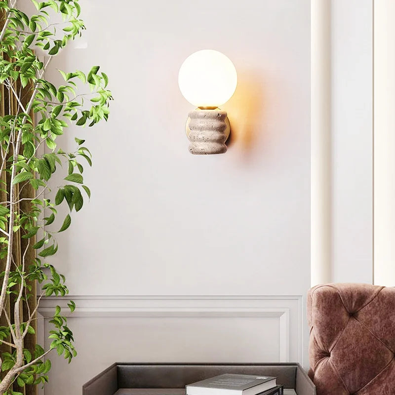White Glass Wall Lamp Japanese Style Foyer
