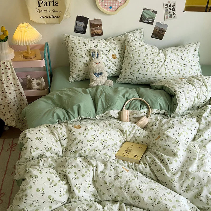 Decorbites™ Korean Floral Print Einzelbettwäschebezug: Süßer Komfort, ganzjährig, hautfreundlich