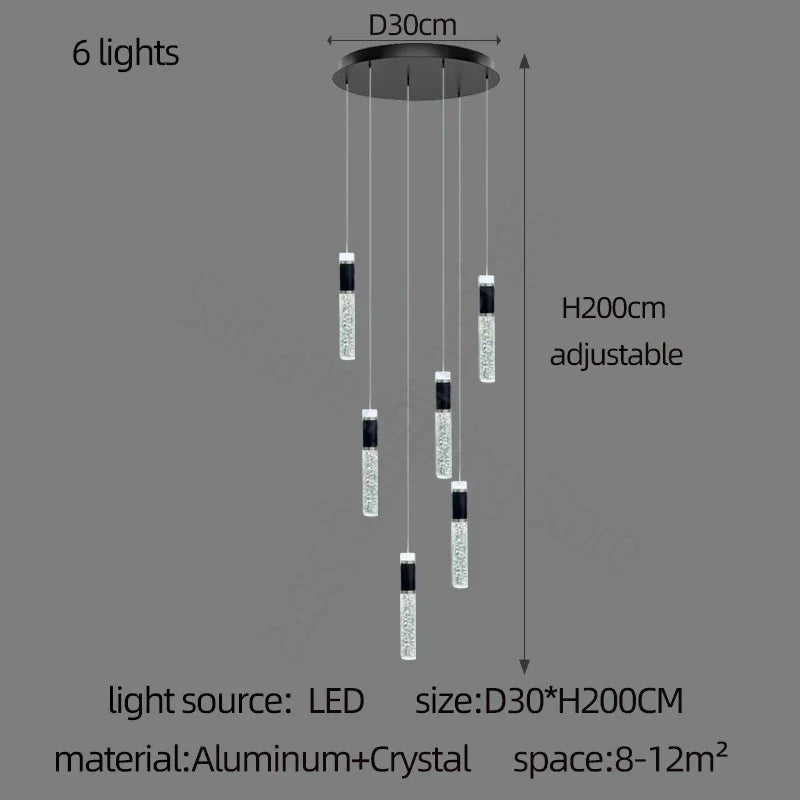 Decorbites™ Zylinder-Kristall-Lüster: Moderne Villa-Wohnzimmerlampe für stilvolle Interieurs.
