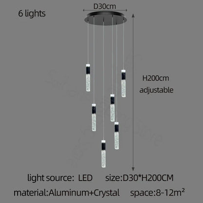 Decorbites™ Zylinder-Kristall-Lüster: Moderne Villa-Wohnzimmerlampe für stilvolle Interieurs.