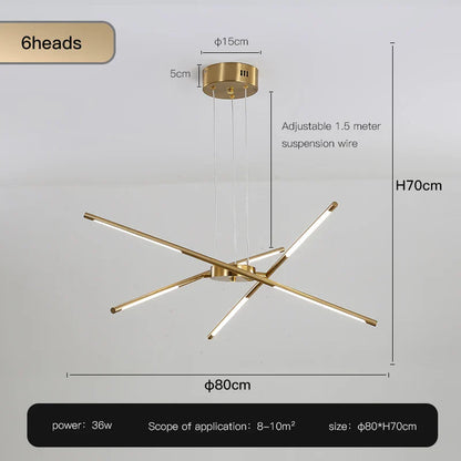 DecorBites™ Gold LED Ceiling Chandelier for Living Room Bedroom Kitchen - Dimmable Pendant Light