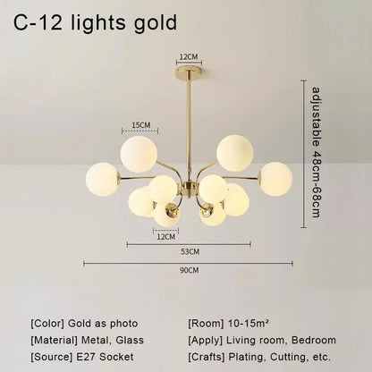 Decorbites™ Glas-Kugeln-LED-Deckenleuchter für modernes Wohnzimmer und Schlafzimmer