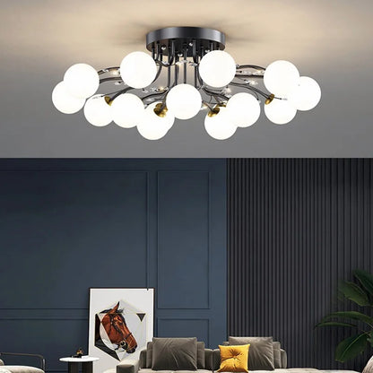 Decorbites™ Glas-Blase-Kugel-Kristall-LED-Deckenleuchte – Schwarzgoldene Ästhetik-Dekoration