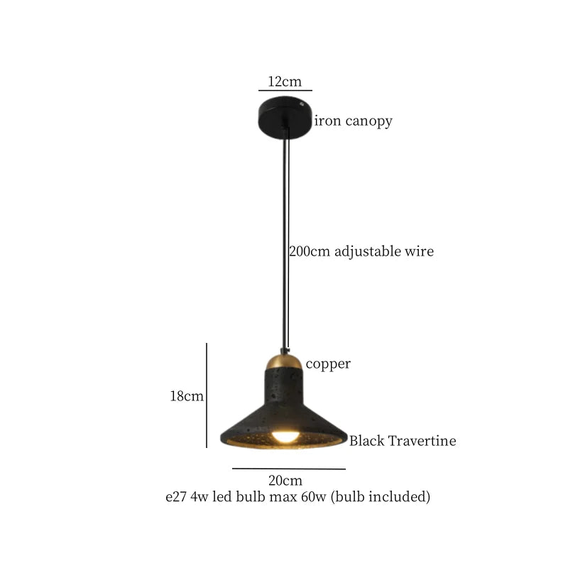 Decorbites™ Glasball-LED-Pendantleuchten Schwarz Travertin Wabi Sabi Hängelampe