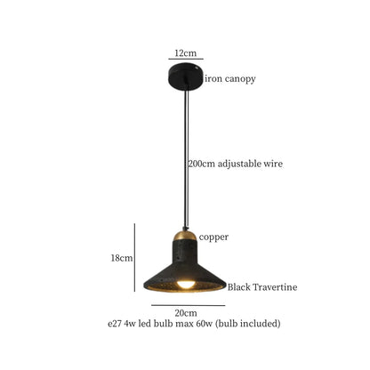 Decorbites™ Glasball-LED-Pendantleuchten Schwarz Travertin Wabi Sabi Hängelampe