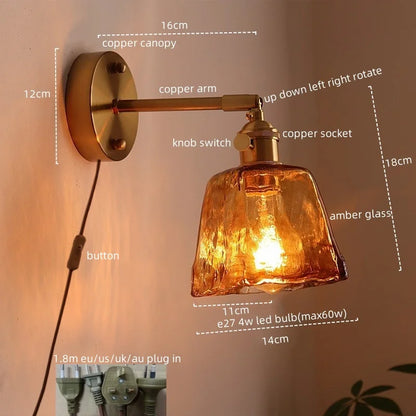 DecorBites™ Glass Copper LED Wall Lights for Home Restaurant Living Room Bedroom