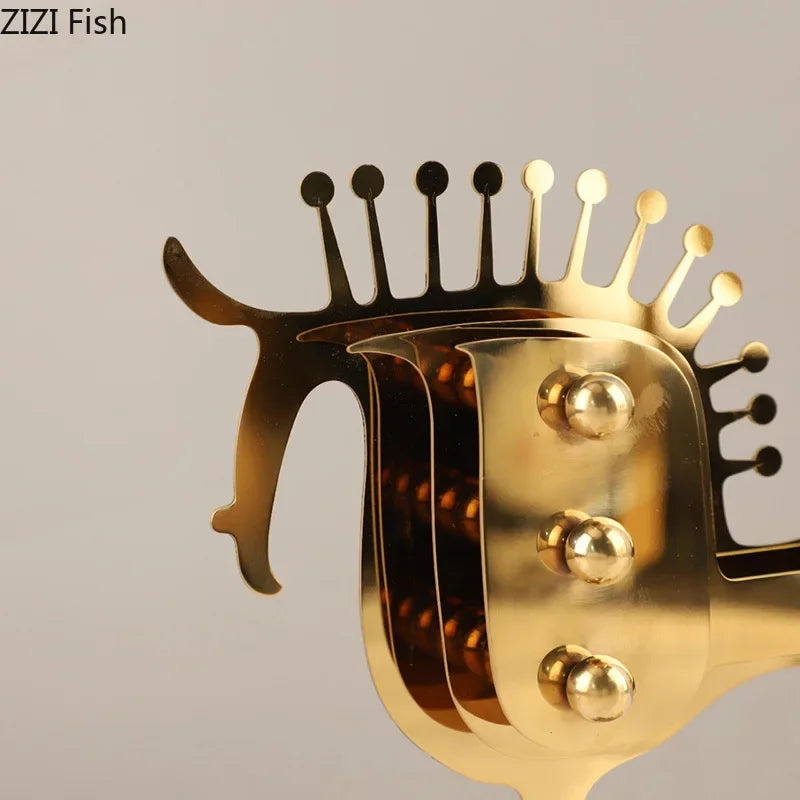 Decorbites™ Goldener Pferde-Metall-Tierskulptur Schreibtisch-Dekoration