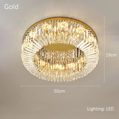 DecorBites™ Crystal Gold LED Ring Ceiling Light - Modern Luxury Home Lighting