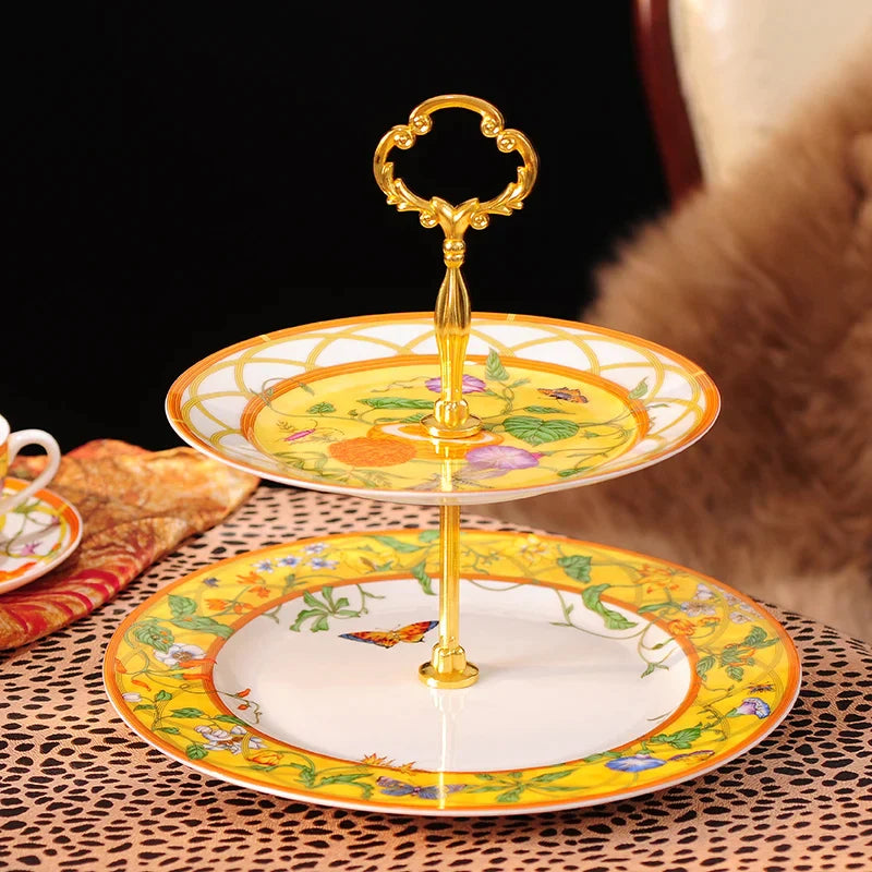Decorbites™ Elegantes Schmetterlings-Set für Küchenutensilien: Kaffeetasse, Untertasse, Kaffeekanne, Sahnekännchen, Zuckerdose, Teller, Tortenteller