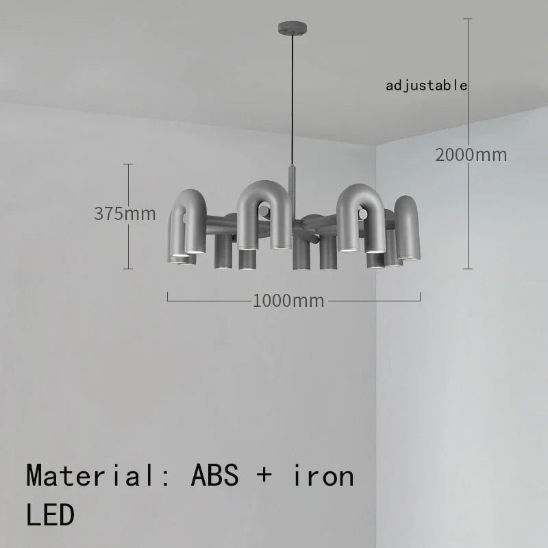 Decorbites™ Art-Deco-Metall-Leuchter in Schwarz, Orange und Grau – Verstellbares Kabel – Beleuchtung für Esszimmer, Eingangsbereich, Schlafzimmer