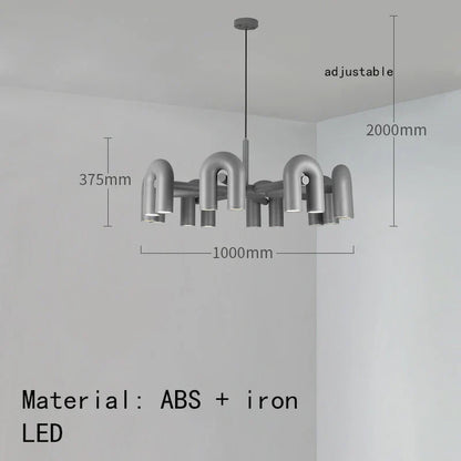 Decorbites™ Art-Deco-Metall-Leuchter in Schwarz, Orange und Grau – Verstellbares Kabel – Beleuchtung für Esszimmer, Eingangsbereich, Schlafzimmer