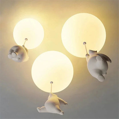 Polar Bear Resin Pendant Light for Kids Spaces