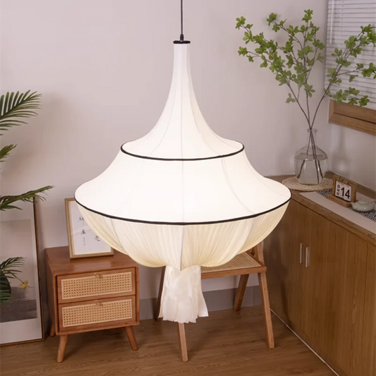 DecorBites™ French Minimalist Silk Pendant Lamp for Living Room Kitchen Farmhouse