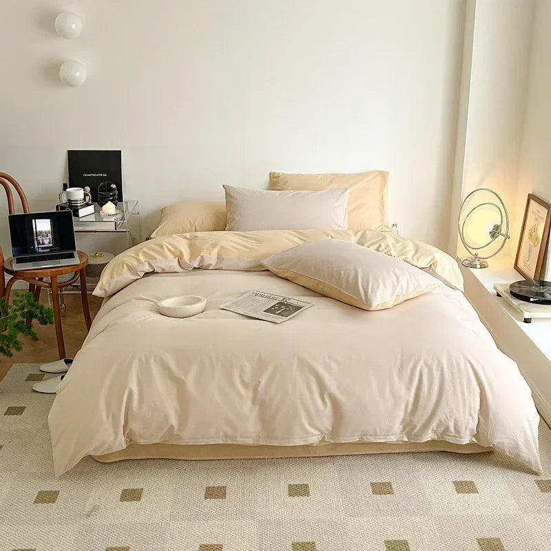 Decorbites™ Baumwoll-Bettwäsche-Set für Queensize-Bett: Bettbezug, Laken, Steppdeckenbezug, Kissenbezüge – Weich & Bequem