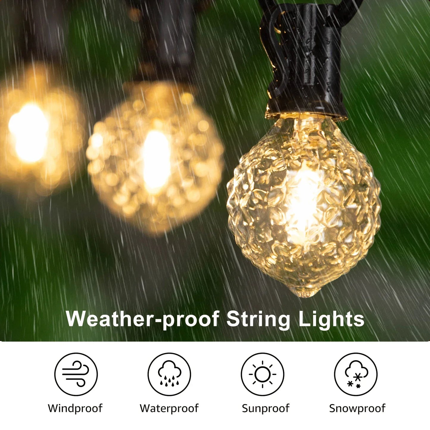 Decorbites™ Dimmbare LED G40 Lichterkette | 50FT 65FT Verbindbare Außen-Feenkette