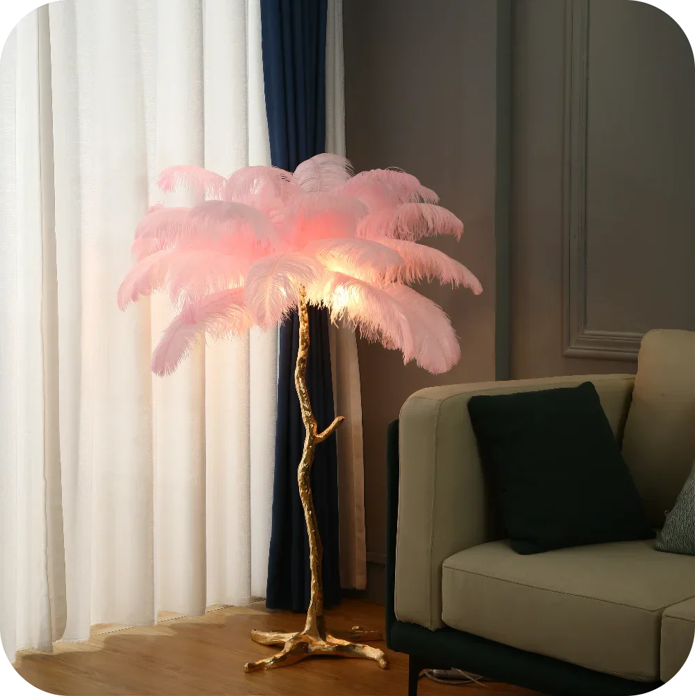 Decorbites™ Elegante Straußenfeder-Stehlampe für Heimdekoration & Beleuchtung