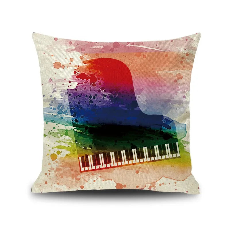 Decorbites™ Notenbrief Piano-Grafik-Druck Leinen-Kissenbezug 45x45cm Wohnzimmer-Dekoration